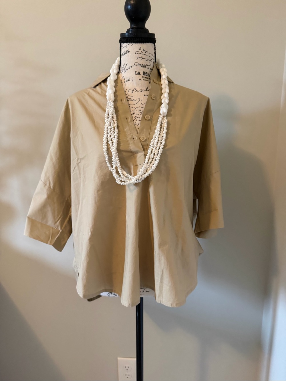 Loft Relaxed TanWomen's Top - Beige Tunic Shirt size small